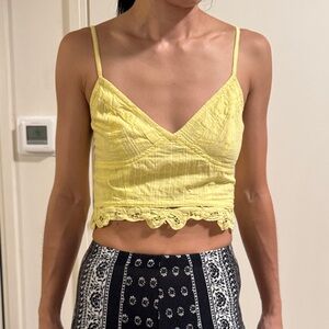 FP One Yellow Lace Crop Top